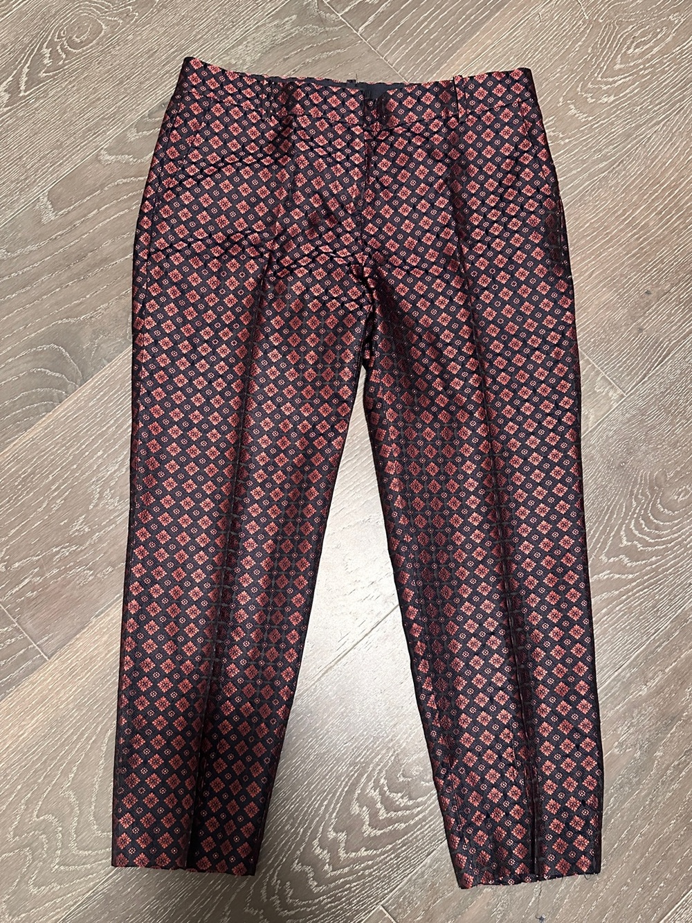 J.Crew Collection silk Jacquard cafe ankle pants